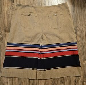 LOFT Tan and Red Mini Skirt